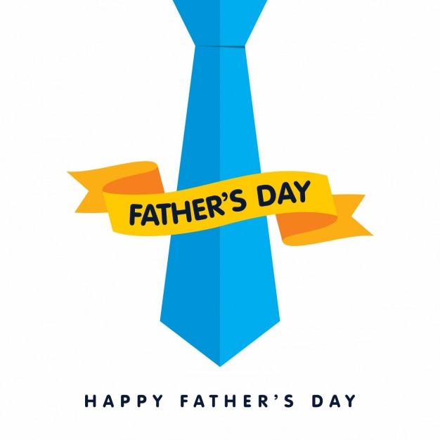 Happy fathers day card with blue tie with
ribbon