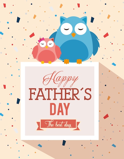 Download Happy fathers day card with owls vector illustration ...