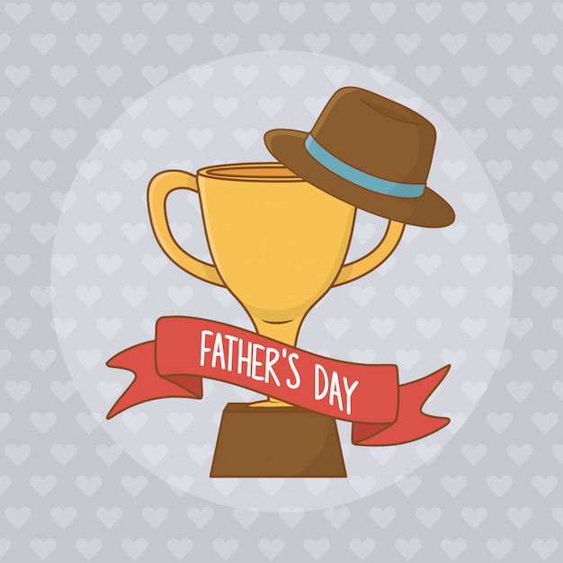 Download Happy fathers day card with trophy cup | Premium Vector