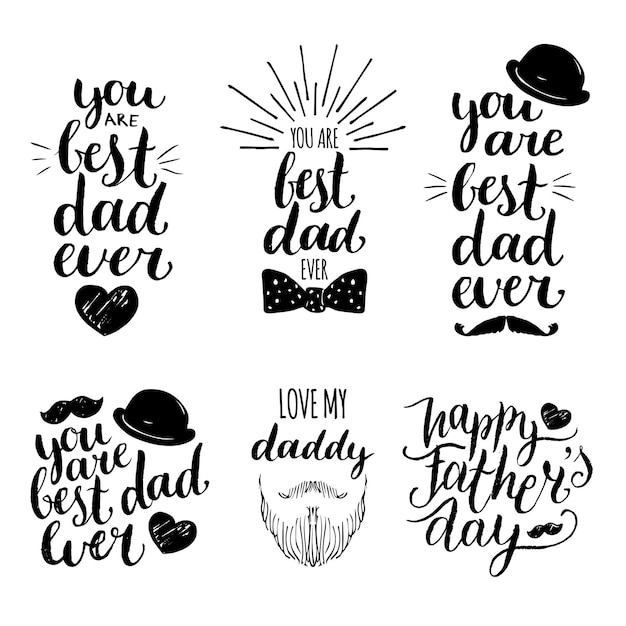 Premium Vector | Happy fathers day hand lettering set