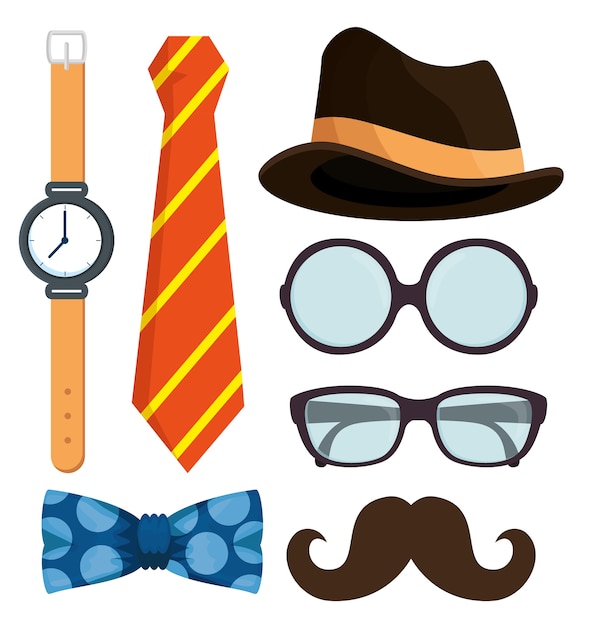 Premium Vector | Happy fathers day set accessories icons