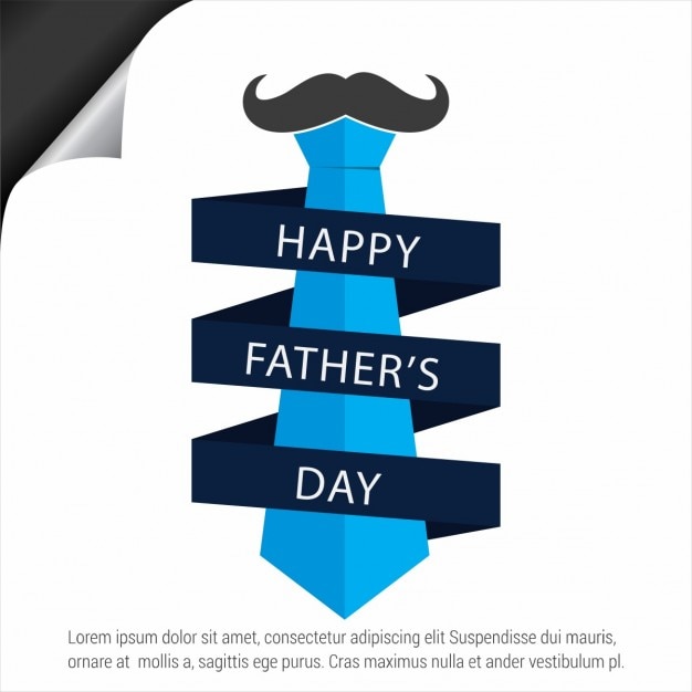 Happy fathers day with a flat tie and\
moustache