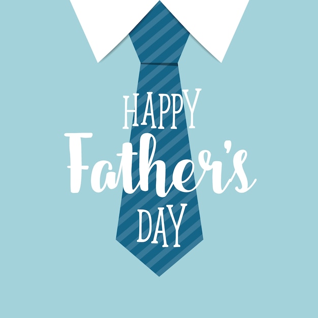 Happy fathers day with blue tie\
background