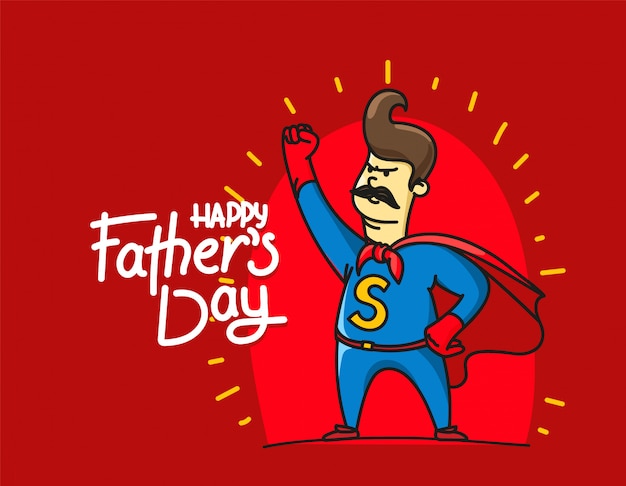 Download Happy fathers day with dad super hero Vector | Premium Download