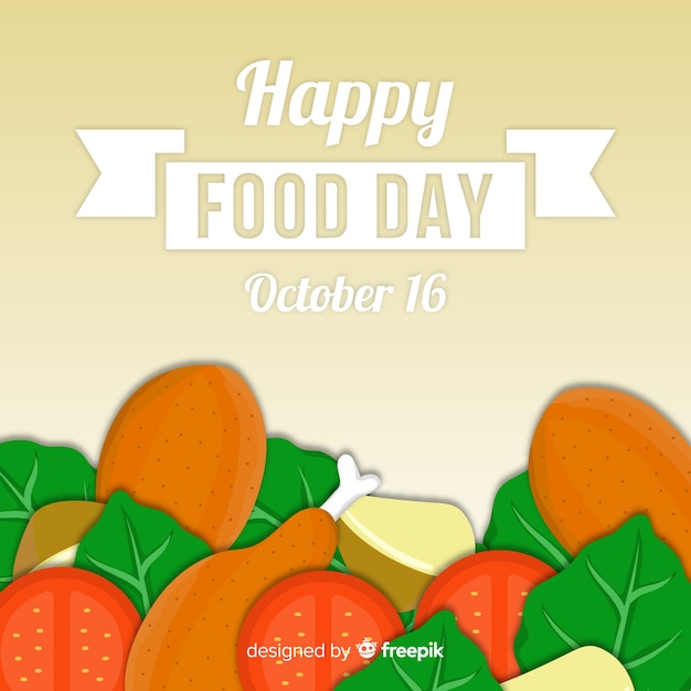 Free Vector | Happy food day worldwide with veggies and meat