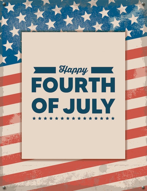 Premium Vector Happy Fourth Of July Retro Poster