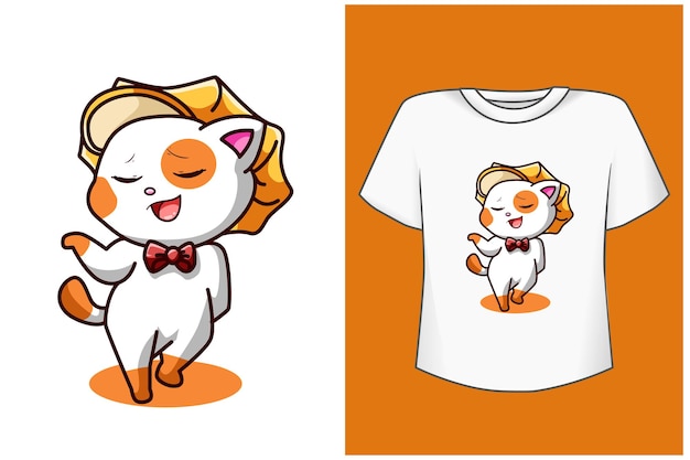 Download Premium Vector Happy And Funny Cat Cartoon Tshirt Template
