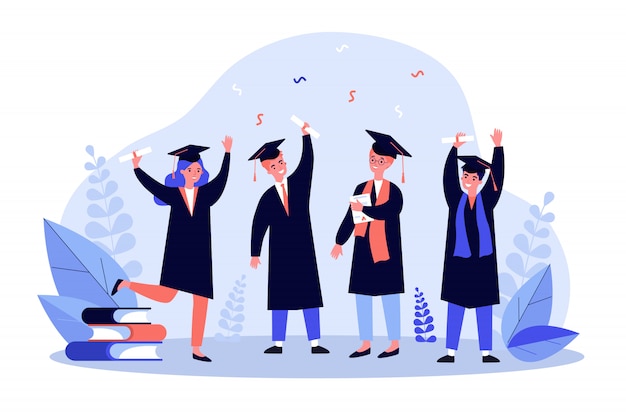 Premium Vector | Happy graduated students illustration