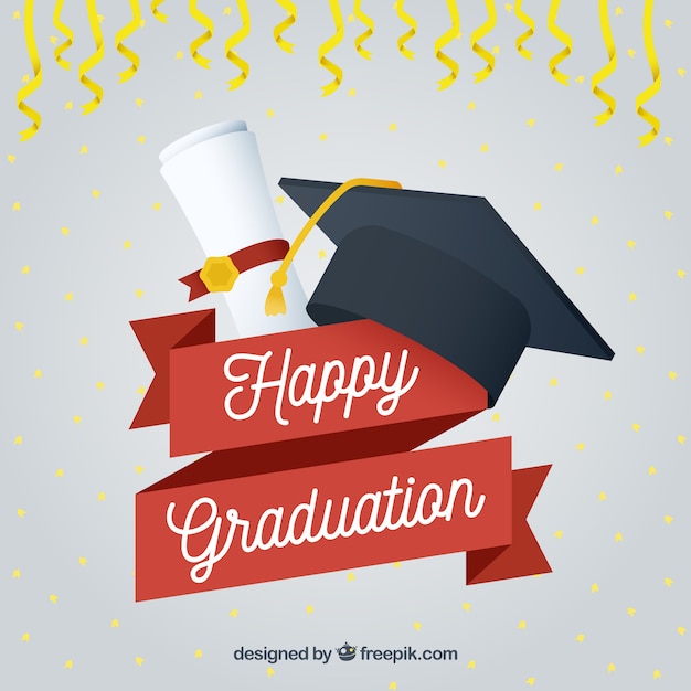 Download Happy graduation background with cap and diploma Vector ...