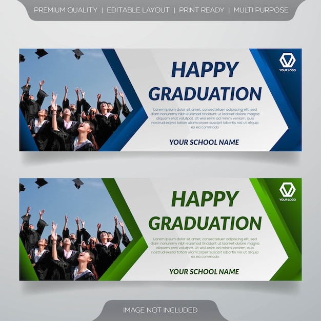 Happy graduation banner template Vector | Premium Download