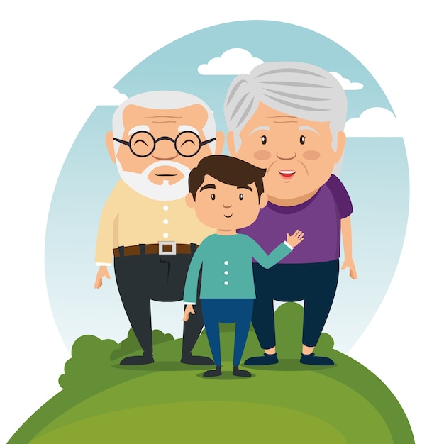 Premium Vector | Happy grandparents cartoon
