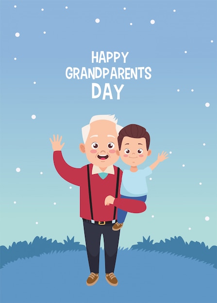 Download Premium Vector Happy Grandparents Day Card With Grandfather And Grandson