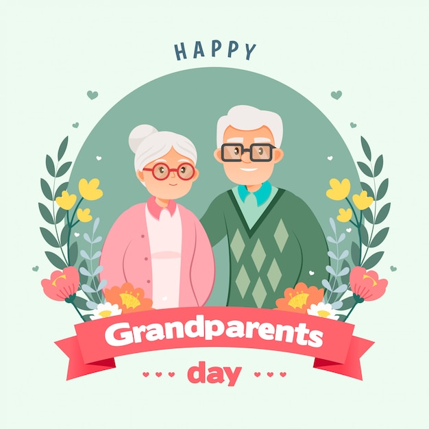 Premium Vector | Happy grandparents day greeting card illustration