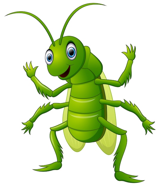 Premium Vector | Happy grasshopper cartoon waving hand