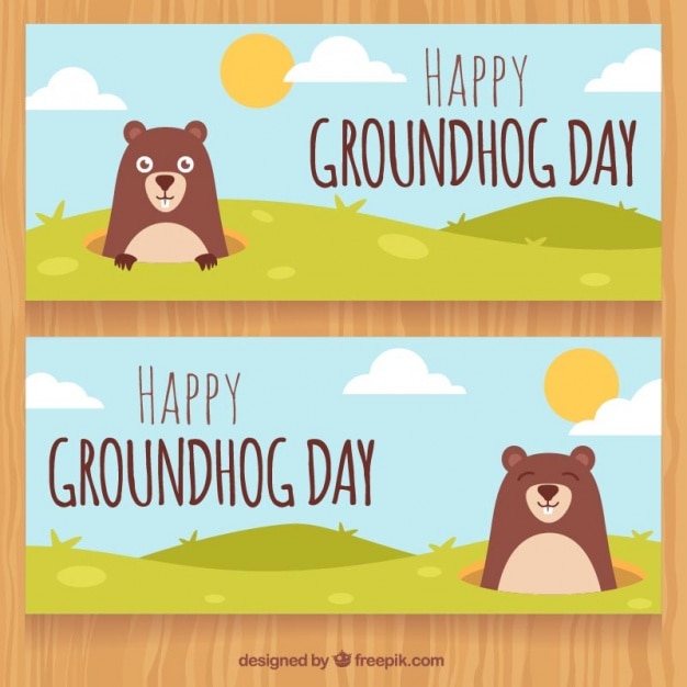 Free Vector Happy groundhog day banners