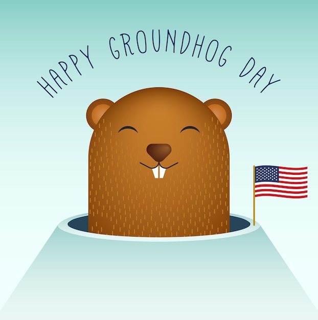 Premium Vector Happy groundhog day with groundhog vector