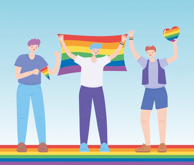 Premium Vector | Happy group celebration gay parade