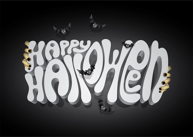 Download Happy halloween 3d font, halloween background. | Premium ...