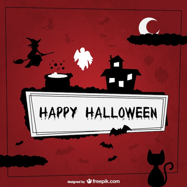 Download Happy halloween background with silhouettes | Free Vector