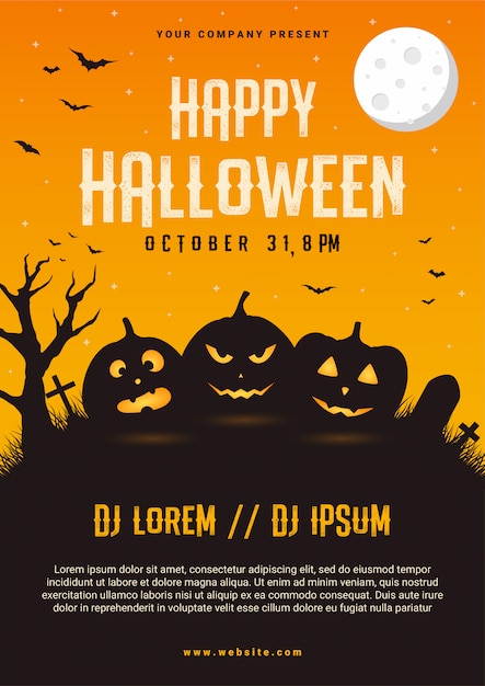 Premium Vector | Happy halloween business flyer design template