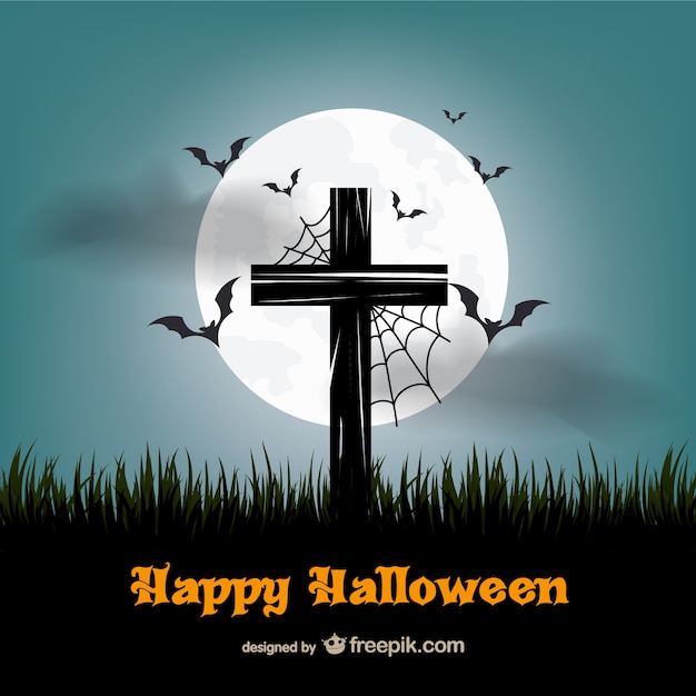 Happy Halloween card with cross