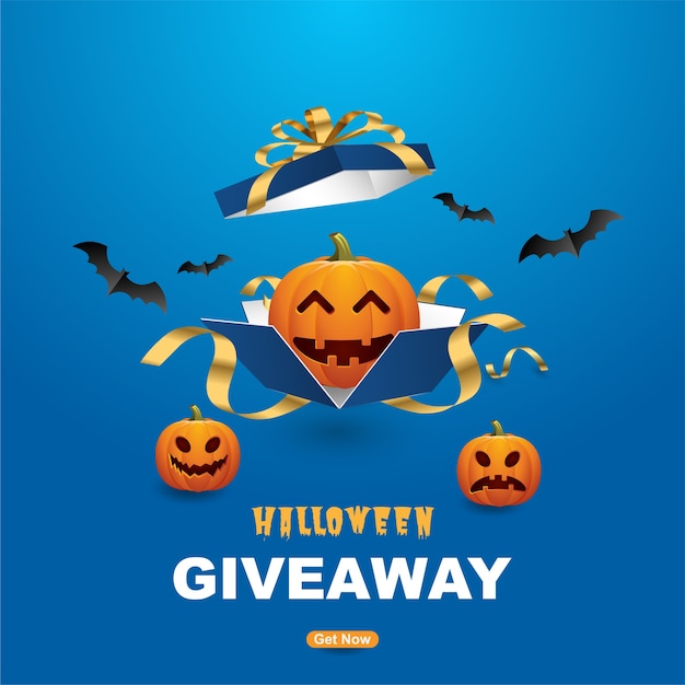 Premium Vector Happy Halloween Giveaway Banners Template With Scary Pumpkins