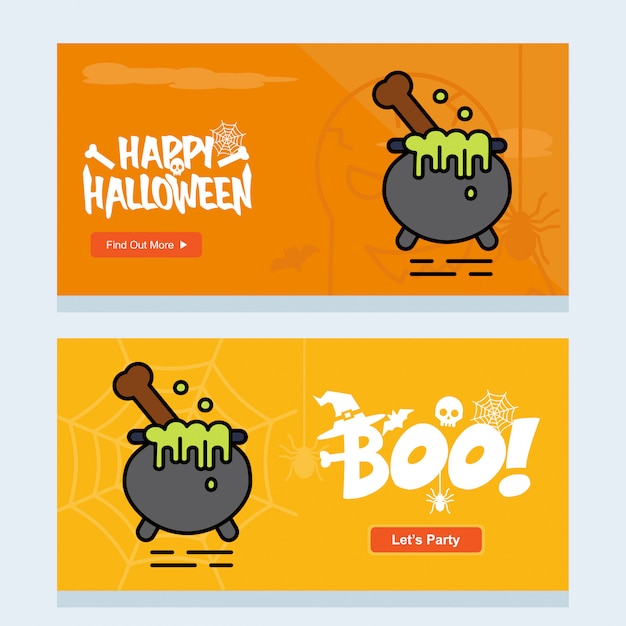 Happy Halloween Invitation Design With Pot Vector Premium Vector