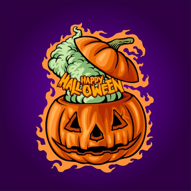 Download Happy halloween jack o'lantern illustration Vector ...