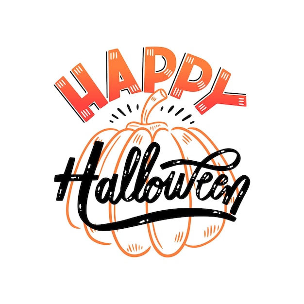 Premium Vector | Happy halloween lettering concept