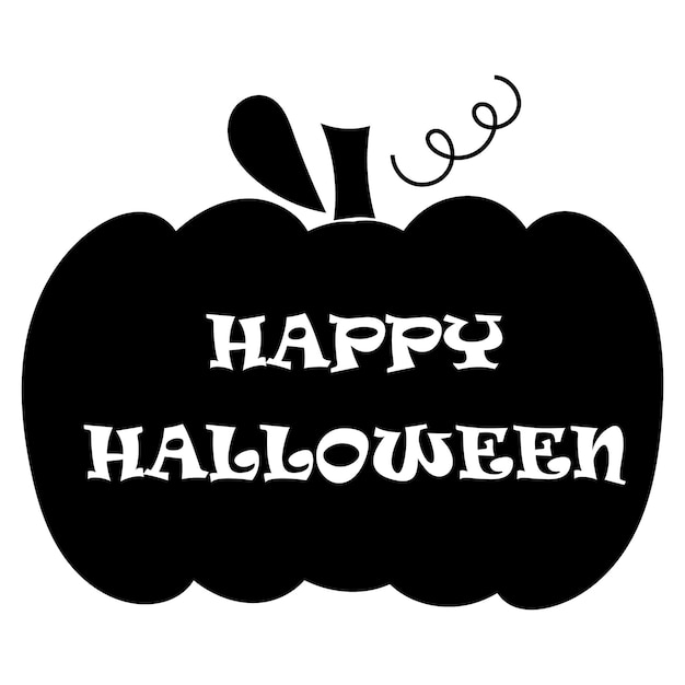 Premium Vector | Happy halloween - lettering on pumpkin silhouette ...
