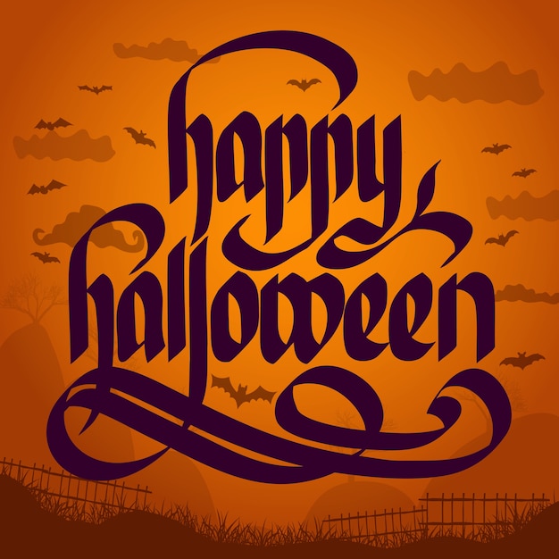 Free Vector  Happy halloween lettering