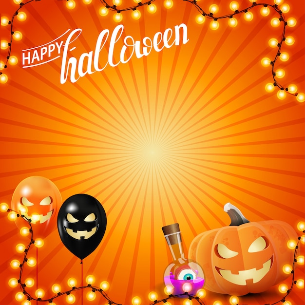 Premium Vector Happy Halloween Orange Template With Garland