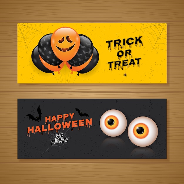 Happy halloween  party banner  template  Vector Premium 