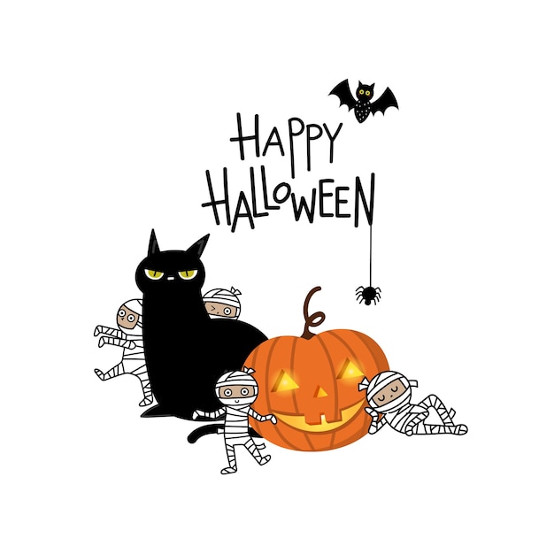 Download Happy halloween party invitation card Vector | Premium ...