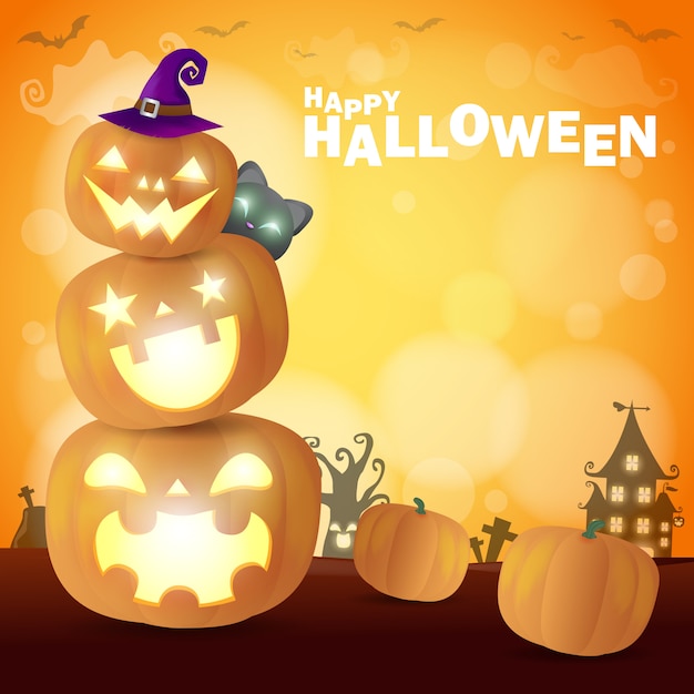 Download Happy halloween party pumpkin patch in the moonlight bokeh ...