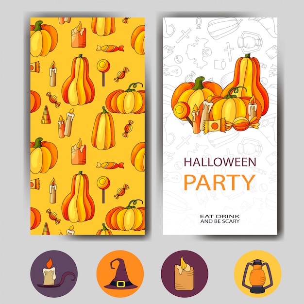 Premium Vector | Happy halloween poster design. template with cartoon ...