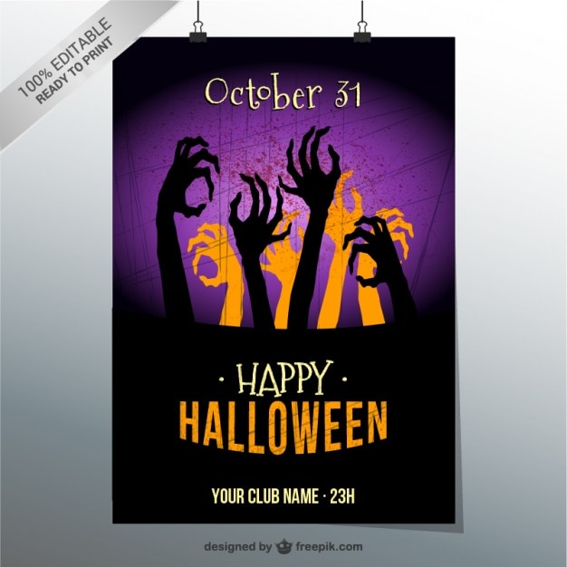 Free Vector Happy Halloween Poster Template free-vector-happy-halloween-poster-template