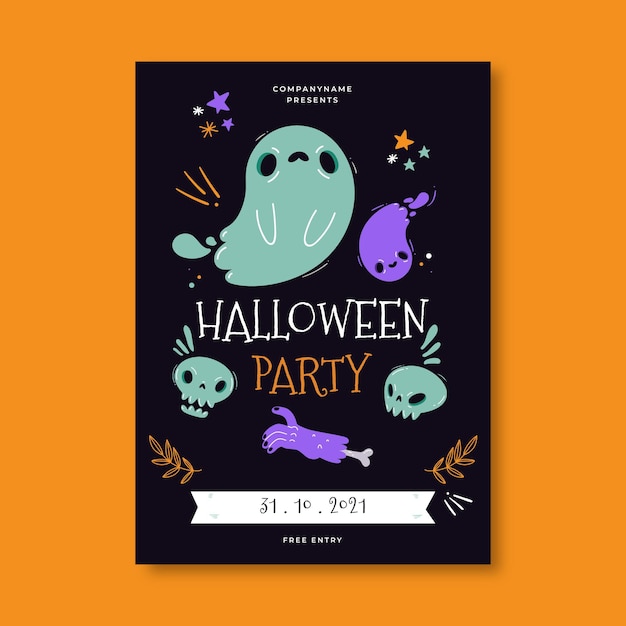 Free Vector Happy Halloween Poster Template