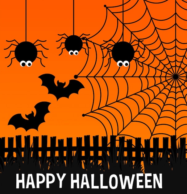 Spooky Spiders and Spider Web Halloween Decor Vintage Halloween Poster Print