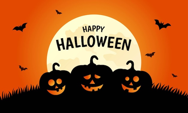 Premium Vector | Happy halloween pumpkins on orange background