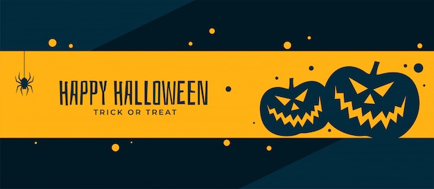 Happy Halloween Scary Pumpkin Banner Design Free Vector