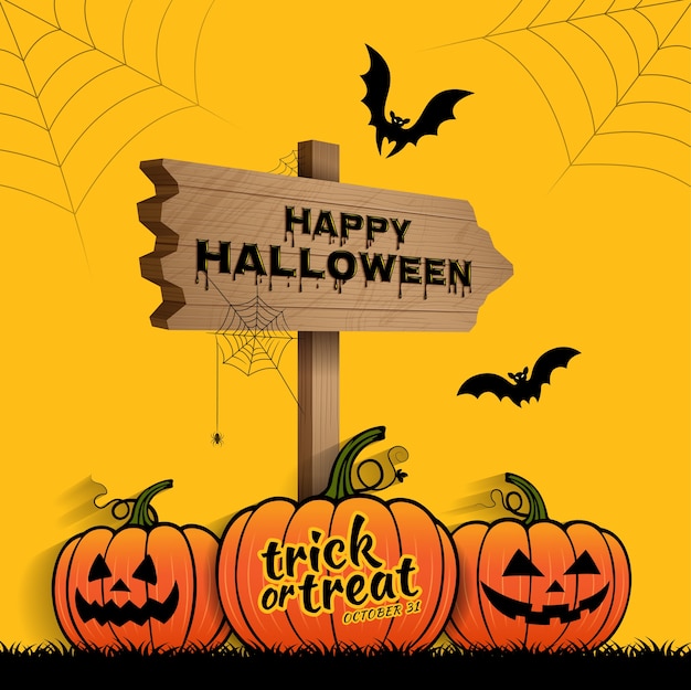 Premium Vector | Happy Halloween, Trick Or Treat, Black Greeting Card