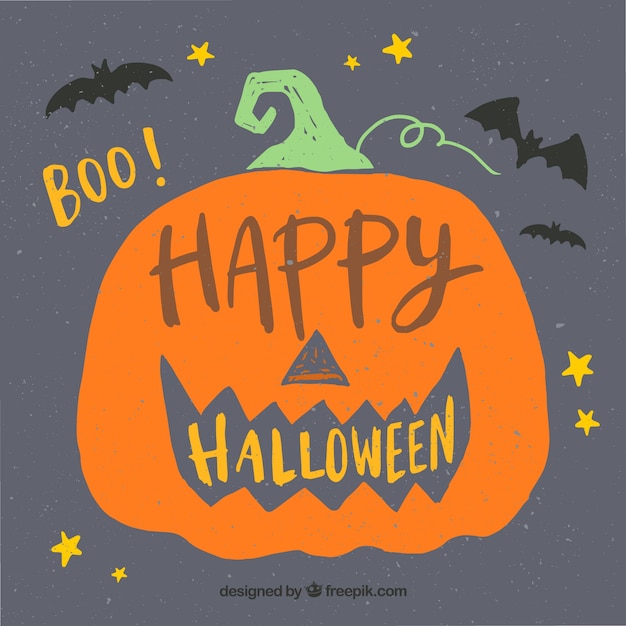Happy halloween vintage background with pumpkin Vector | Free Download