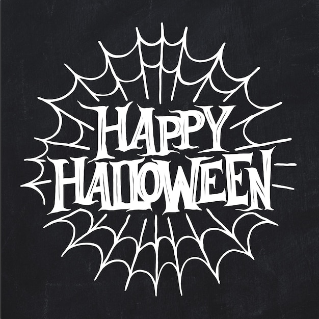 Happy Halloween And White Spiderweb Lettering 