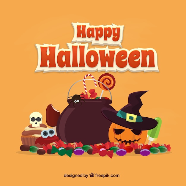 Happy halloween with candies Vector | Free Download