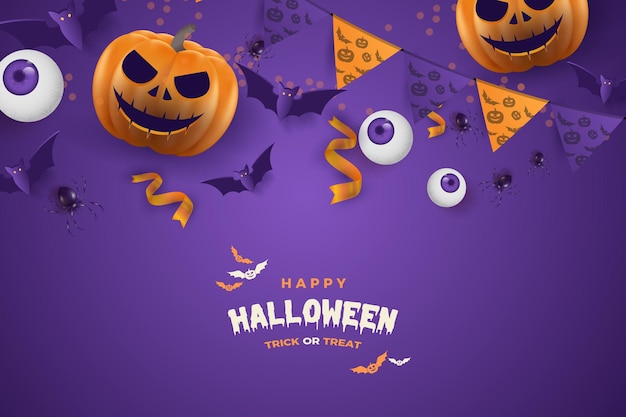 Premium Vector | Happy halloween with flat design on a purple background