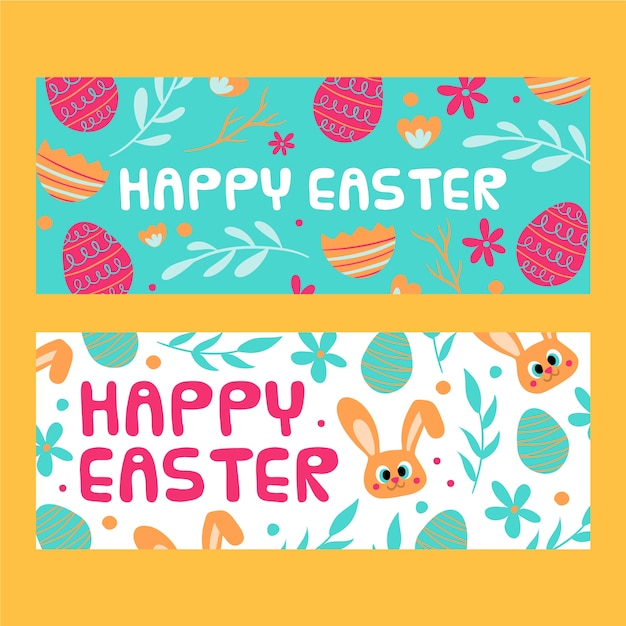 Happy hand drawn easter banner template Free Vector
