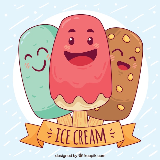 Happy hand drawn ice cream background