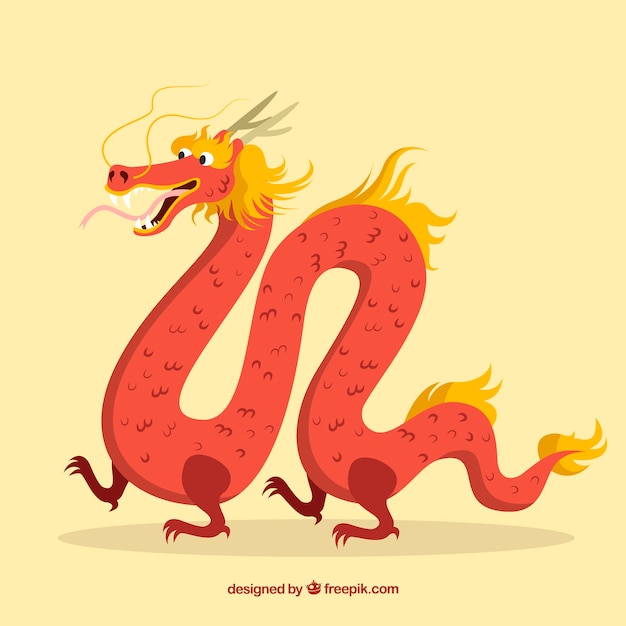 Happy hand drawn traditional chinese\
dragon