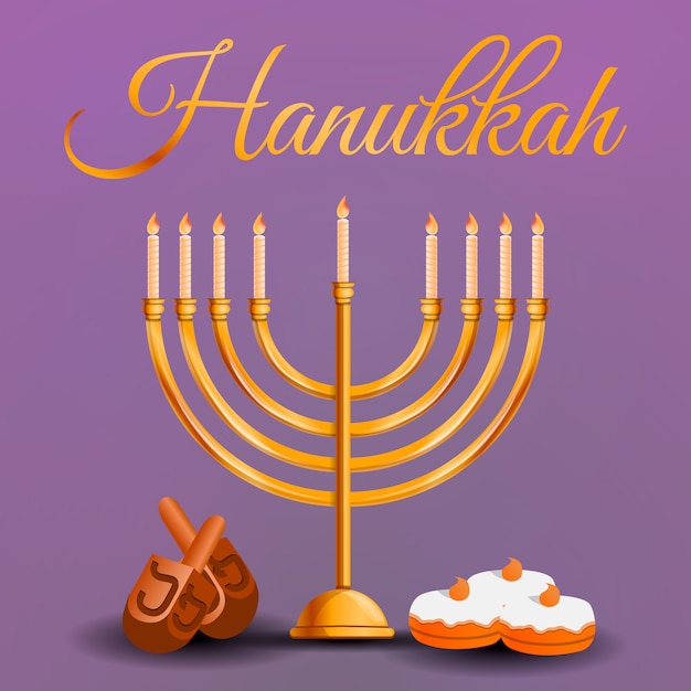 Premium Vector | Happy hanukkah background, cartoon style